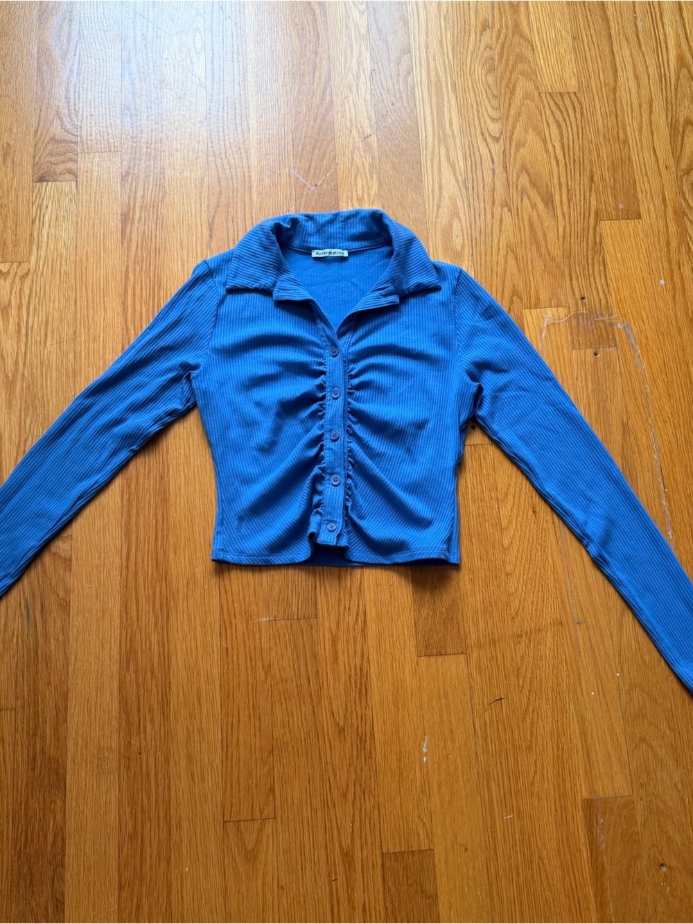 Reformation Elin Crop Ribbed Button-Up - Picture 1 of 3